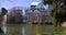 Sunny pond panorama of crystal palace buen betiro bark 4k spain