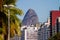 Sunny scenery of Rio de Janeiro\'s buildings on Two Brothers Hill background