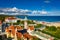 The sunny scenery of Sopot city and Molo - pier on the Baltic Sea. Poland