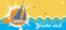Sunny sea background with orange splash.Horizontal yacht club banner