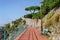 Sunny sea side promenade in Genoa Nervi