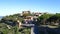 Sunny september day over the old town Montalcino. Italy