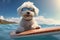Sunny Shredder: Cute Maltese Surfs the Ocean Swells in Sunglasses - Generative AI