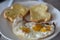 Sunny Side Up fried eggs with sliced bread