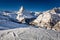 Sunny Ski Slope and Matterhorn Peak in Zermatt