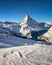 Sunny Ski Slope and Matterhorn Peak in Zermatt