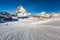 Sunny Ski Slope and Matterhorn Peak in Zermatt