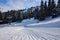 Sunny Ski Slope and Ski Lift near forest