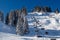 Sunny Ski Slope and Ski Lift near Megeve in French Alps