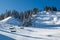 Sunny Ski Slope and Ski Lift near Megeve in French Alps