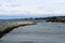 Sunny skies with rocks jutting out into the harbor, Rockport, Massachusetts, 2019