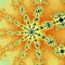 Sunny snowflake fractal pattern on orange background