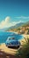 Sunny Spain Coast Automotive Poster With Illustration Style