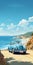 Sunny Spain Coast Automotive Poster With Illustration Style