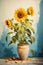 Sunny Splendor: A Vibrant Display of Sunflowers on a Torn Paper