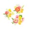 Sunny spring bouquets of rose, ranunculus, narcissus, peony