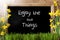 Sunny Spring Narcissus, Chalkboard, Quote Enjoy Little Things