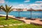 Sunny spring view of popular summer resort Porec. Colorful spring seascape of Adriatic Sea. Great morning scene of Istrian