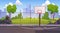 Sunny street basketball court cartoon background