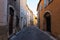 Sunny street of Valensole, small cozy french medieval town in the heart of Provence, France