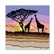 Sunny sunset Safari Africa, hand drawing