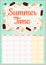 Sunny Vibes. Colorful monthly calendar with ice cream elements. Tasty summer planner. Cute cartoon style hygge template for agenda