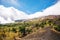 The sunny view with beautiful mountain and volcano landscape, Sicily, Italy, Etna