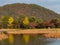 Sunny view of the fall color of Osawa Pond