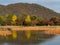 Sunny view of the fall color of Osawa Pond