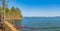 Sunny view of the landscape of Broken Bow Lake in Beavers Bend State Park