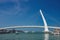 Sunny view of the Lover`s Bridge of Tamsui Fisherman`s Wharf