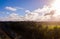 Sunny view of the magical island of Kauai, Hawaii on a cloudy day background