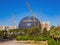 Sunny view of the MGM Sphere under construction