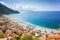 Sunny view on Scilla coast beach in Calabria