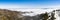 Sunny winter day with fallen snow and a sea of white clouds on the trail to Mt San Antonio (Mt Baldy), Los Angeles county,