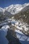 Sunny winter landscape with mountain river in Austrian Alps, Mieming, Tyrol, Austria