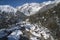 Sunny winter landscape with mountain river and forest in Austrian Alps, Mieming, Tyrol, Austria