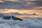 Sunrise above Kamnik Savinja Alps view from Stol peak Slovenia