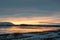 The sunrise above lake Myvatn in Iceland