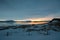 The sunrise above lake Myvatn in Iceland