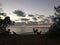 Sunrise above Pacific Ocean - View from Kapaa Beach Park on Kauai Island, Hawaii.