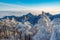 Sunrise above the peaks of Huangshan National park.