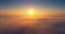 Sunrise above sky clouds, aerial slow motion video of sun and cloudscape