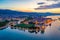 Sunrise aerial view of Croatian town Trogir