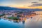 Sunrise aerial view of Croatian town Trogir