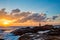 Sunrise at Ahtopol lighthouse in Bulgaria