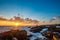 Sunrise at Ahtopol lighthouse in Bulgaria