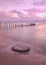 Sunrise at amal beach with wheel foreground