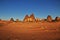 The sunrise, the ancient pyramids of Meroe in Sahara desert, Sudan