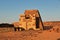 The sunrise, the ancient pyramids of Meroe in Sahara desert, Sudan